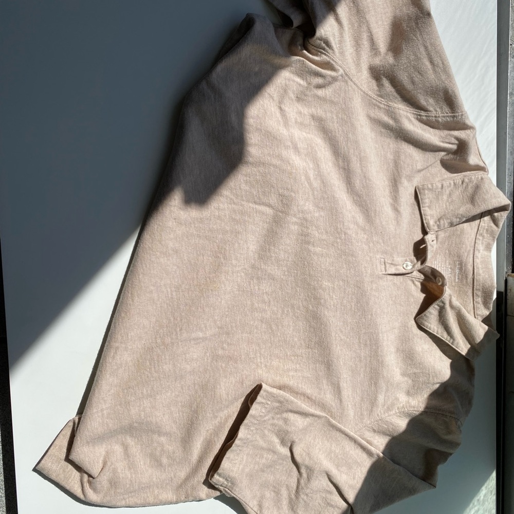 LLBEAN M CRÈME HALF BUTTON 100% COTTON SHITE 3 QUARTER SLEEVE- dark academia